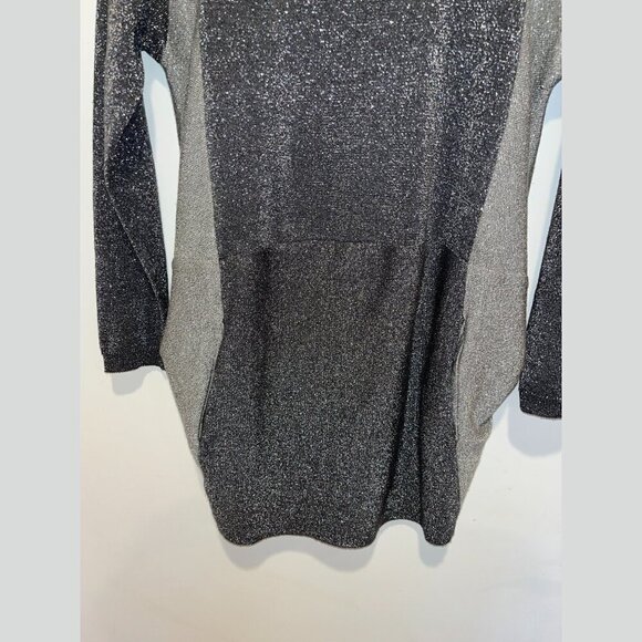 Badgley Mischka Gray & Black Long Sleeve Sparkle Bodycon Dress Women’s Size M - Picture 3 of 9